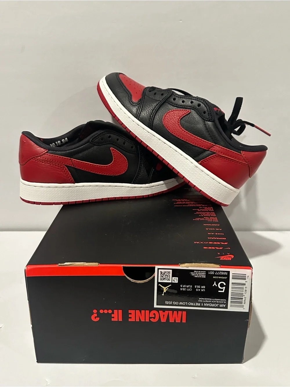 AJ1 Retro Low OG ‘Banned’ (GS) Sz 5 (IW6277-001)